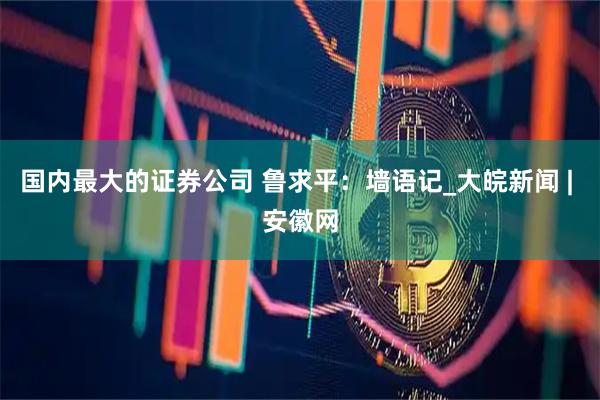 国内最大的证券公司 鲁求平：墙语记_大皖新闻 | 安徽网